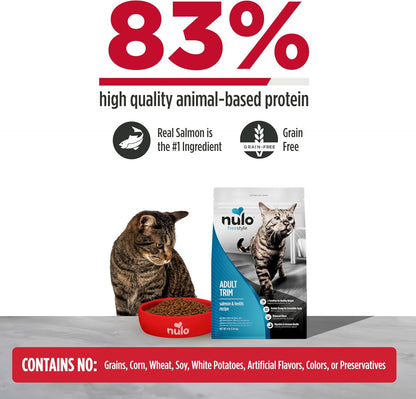 Nulo Freestyle Adult Trim Dry Cat Food - Salmon & Lentils, High Protein, Grain Free, Weight Management Kibble with Probiotics & L-Carnitine, 4Lb Bag2