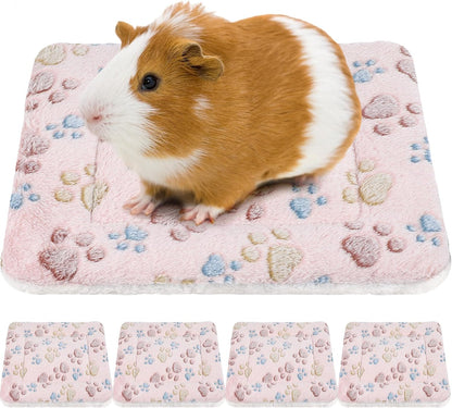 Tuanse 4 Pack Ultra Soft Dog Cat Bed Mat Small Animal Guinea Pig Bed with Cute Print Reversible Fleece Dog Crate Kennel Pad Cozy Washable Thickened Hamster Pet Beds Mat(13 X 19 Inches,Light Gray)18