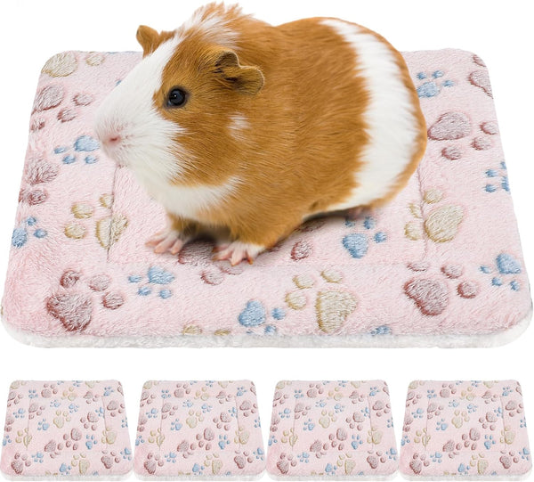 Tuanse 4 Pack Ultra Soft Dog Cat Bed Mat Small Animal Guinea Pig Bed with Cute Print Reversible Fleece Dog Crate Kennel Pad Cozy Washable Thickened Hamster Pet Beds Mat(13 X 19 Inches,Light Gray)18