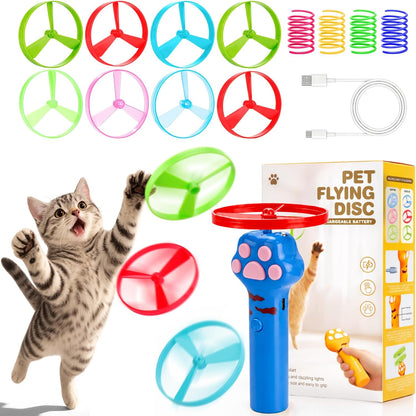 BABORUI Cat Toy Disc Launcher, Rechargeable Interactive Cat Fetch Toy Launcher with 8 Flying Discs, Flying Enrichment Toys for Indoor Bored Kittens & Adult Cats (Yellow)15