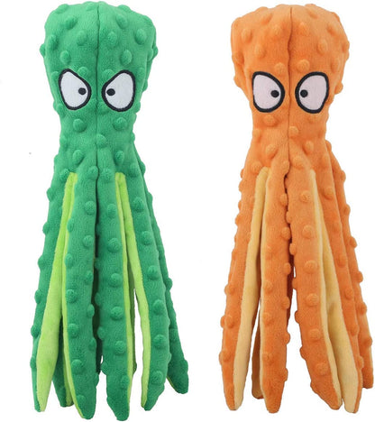 CPYOSN 2 Pack Octopus Dog Toys, No Stuffing Squeaky Crinkle Plush Chew Toys | Mess-Free Design, Interactive Squeaker & Crinkle Sounds, Machine Washable, 12.6 Inch for All Breeds1