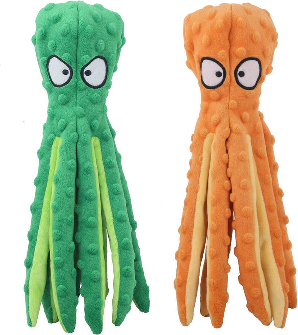 CPYOSN 2 Pack Octopus Dog Toys, No Stuffing Squeaky Crinkle Plush Chew Toys | Mess-Free Design, Interactive Squeaker & Crinkle Sounds, Machine Washable, 12.6 Inch for All Breeds1