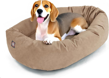 Majestic Pet 32 Inch Suede Calming Dog Bed Washable – Cozy Soft round Dog Bed with Spine Support for Dogs to Rest Their Head - Fluffy Donut Dog Bed 32X23X7 (Inch) - round Pet Bed Medium – Sage47