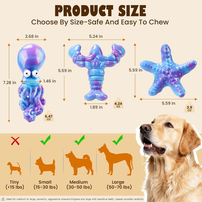 Oceanbone 3 Pack Rock-Hard Nylon Dog Chew Toys for Aggressive Chewers, Indestructible Dog Toys, Bacon Flavor Chew Bones for Large Dogs 20-90 Lbs, Heavy Duty, Long-Lasting, Keeps Dogs Busy (XL Ocean)7