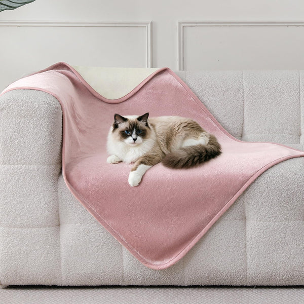 Waterproof Blanket 60"X80" for Adults, Reversible Waterproof Bed Cover for Dogs Cats Pets, Soft Leakproof Blanket for Bed Couch Sofa Furniture Protector, Dusty Pink/Off White13