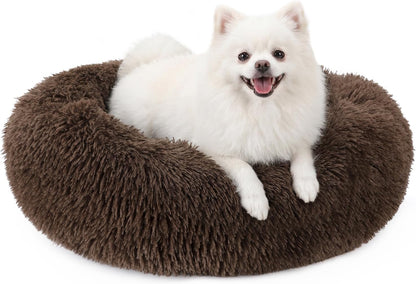 MIXJOY Orthopedic Dog Bed Comfortable Donut Cuddler round Pet Beds Ultra Soft Washable Dog and Cat Cushion (20''/23''/30'') (23'', Brown)23