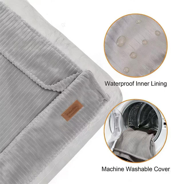 FUKUMARU 5.5-Inch Thick Dog Bed Mat, Washable Cat Bed with Waterproof Lining, Orthopedic Dog Beds for Senior Dogs, Cozy Flat Dog Kennel Bed for Crate, Non-Slip Pet Pillow Bed, Grey4