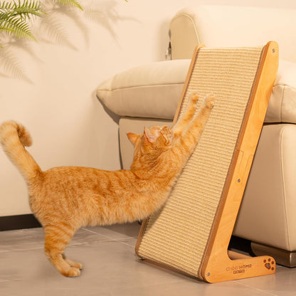 CHEERHOME PETS Sisal Cat Scratcher Ramp for Indoor Cats, 24.8" L Shape Cat Scratching Post Climbing Vertical Cat Scratch Pad, Solid Wooden Cat Furniture(Standard)1