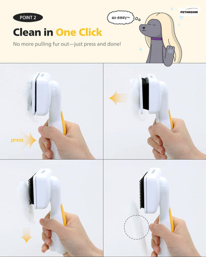 PETHROOM Self-Cleaning Slicker Brush for Dogs & Cats – Gentle Grooming & Deshedding Tool, Removes Mats & Tangles, Skin-Friendly Coated Tips, One-Touch Hair Removal Button6