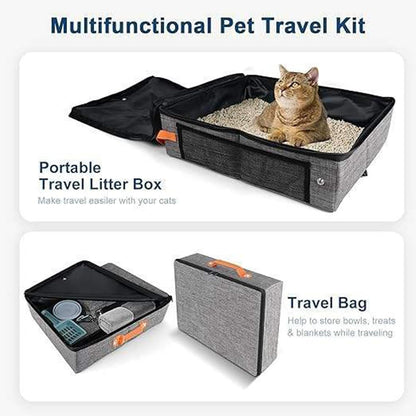 Portable Cat Litter Box for Travel Poop Tray Zipper Closure Hard Bottom | Waterproof Portable Cat Box Indoor Outdoor Travel Car Camping Hotel Corner Housebreaking4
