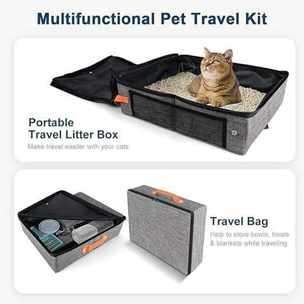 Portable Cat Litter Box for Travel Poop Tray Zipper Closure Hard Bottom | Waterproof Portable Cat Box Indoor Outdoor Travel Car Camping Hotel Corner Housebreaking4