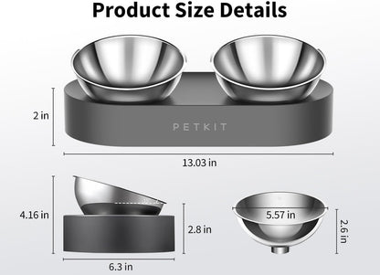 PETKIT 304 Stainless Steel Elevated Cat Bowls&Dog Bowls,Raised Cat Food and Water Bowl Set, Non-Slip, anti Vomiting 15°Tilted Cat Small Animal Plate3