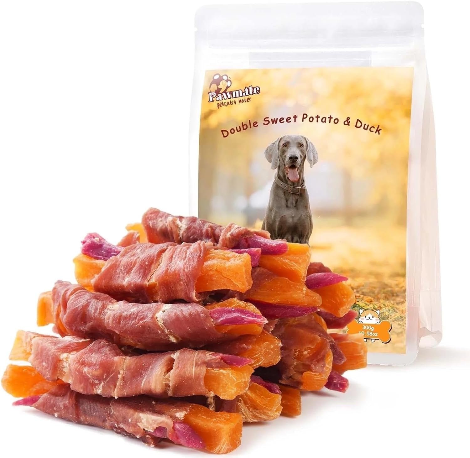 pawmate-duck-double-purple-sweet-potato-wraps-dog-treats-healthy-low-fat-dog-jerky-high-protein-for-training-treats-snacks-chewy-for-small-medium-large-dogs-12-15-counts