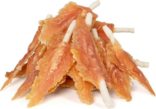 MON2SUN Dog Treats, Chicken Wrapped Triangle Rawhide Sticks, 18.34 Oz | 4–4.5 Inch Size, 40 Count Pack, High Protein, Easy-To-Hold Design, for Puppies & Small Dogs, Daily Rewards10