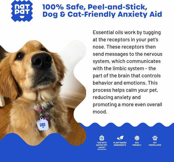 NATPAT Pet Zen Calming Patches for Dogs, Non-Medicated, 24 Count | Plant Based Essential Oils Stress Relief for Travel, Fireworks & Anxiety, Stick-On Design for Collars or Pet Lockets3