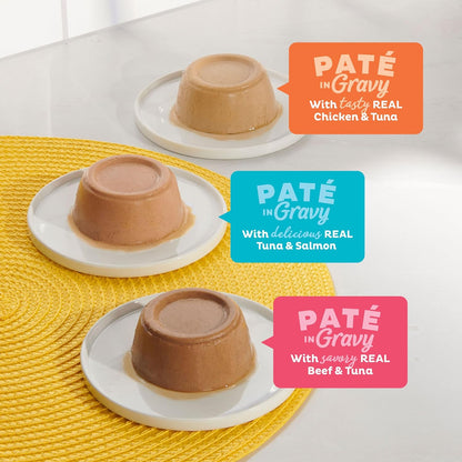 Meow Mix Paté in Gravy Surf N’ Turf Patés Variety Pack, Wet Cat Food, 2.75 Oz Cup, 12 Pack4