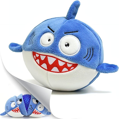 Sharky 3 in 1 Plush Shark Dog Chew Toy with Squeaky Ball inside for Aggressive Chewers, Super Interactive No Stuffing, Strong Tough Heavy Durable, Birthday Gift Box for Small & Large Breed1