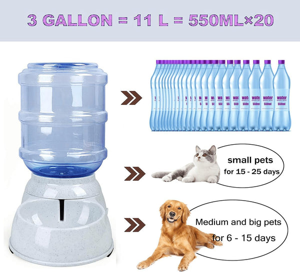 Dog Water Bowl Dispenser,3 Gallon/ 11L Pet Water Dispenser Station for Large Dogs and Cats,Gravity Automatic Feeder,Large Size Dog Drinking Fountain3