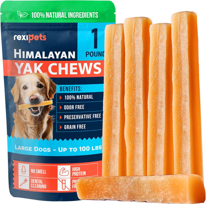 100% Natural Yak Cheese Himalayan Made Dog Chews All Breeds - Lactose Free Yak Chew for Small Medium & Large Dogs - Dental Cleaning Dog Chews for Aggressive Chewers - Long Lasting Odor & Gluten Free1