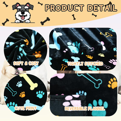 Rezutan Dog Blankets for 3 Pack Large Medium Pet Cat, Soft Fuzzy Washable Blanket, Comfort Flannel Suitable for Dogs Kennels & Beds, Sofas, Furniture, Gifts Puppy Essentials, 41 X 31 Inch, Black2