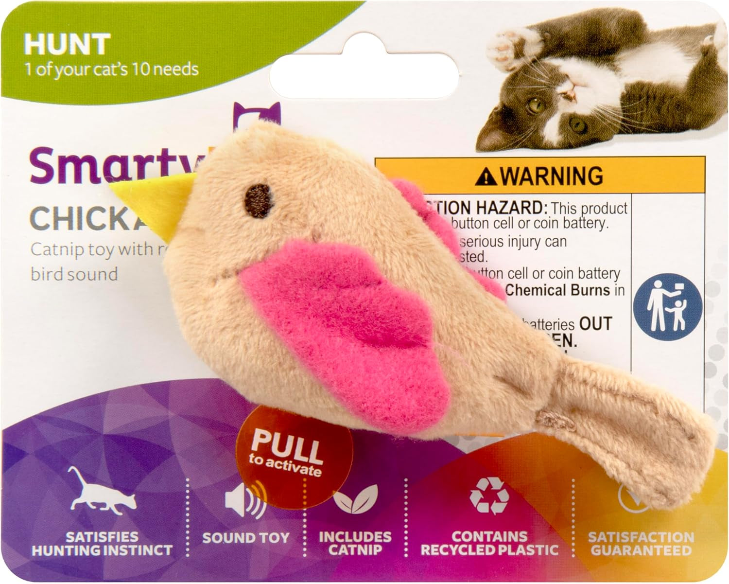 smartykat-chickadee-chirp-electronic-sound-cat-toy-contains-catnip-battery-powered-light-brown-one-size