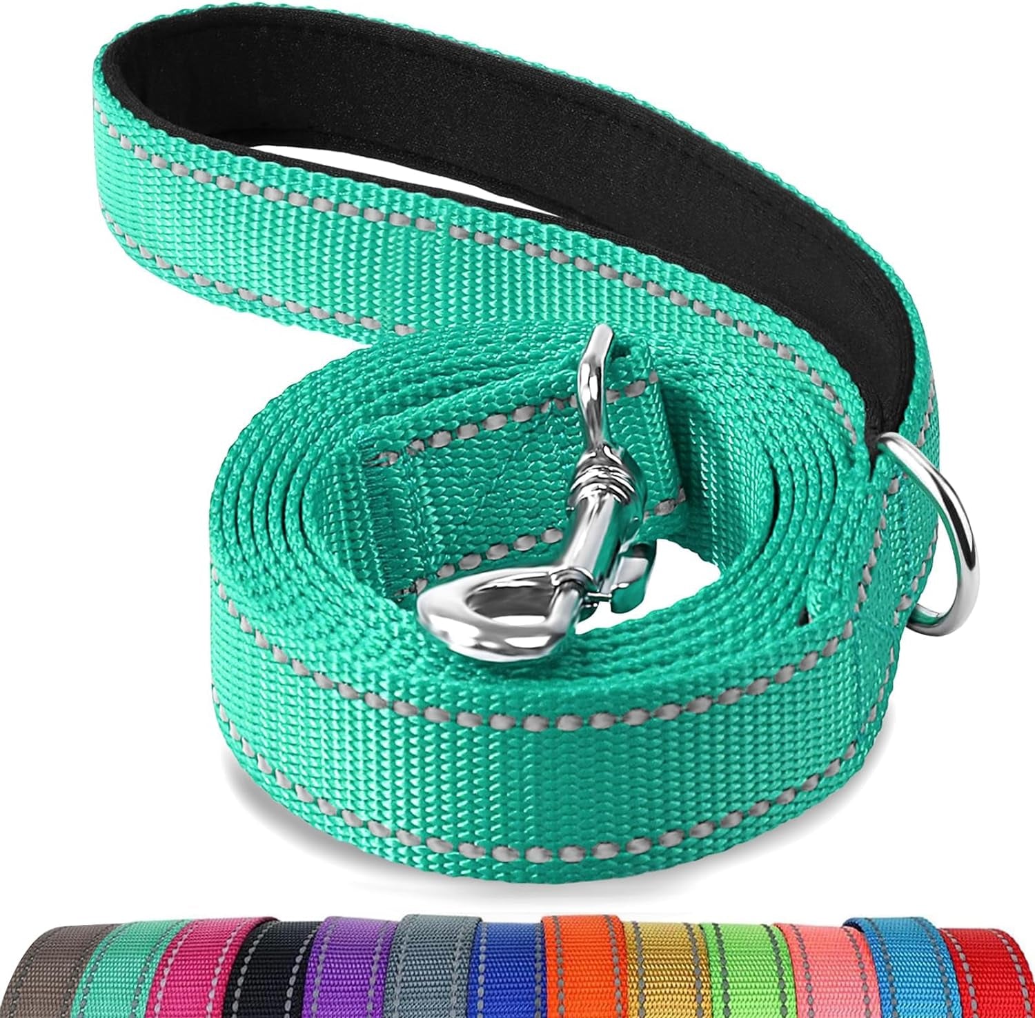 joytale-reflective-dog-leash-for-medium-large-dogs-6-ft-x-1-black-heavy-duty-nylon-webbing-padded-handle-for-comfort-visible-at-night-for-walking-training