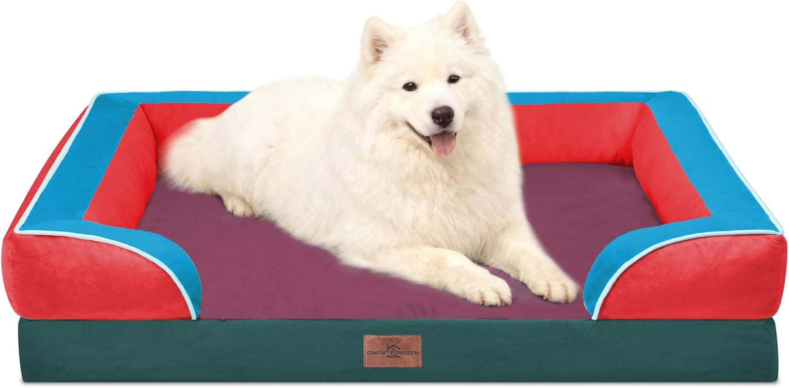 comfort-expression-orthopedic-dog-bed-for-extra-large-dogs-with-bolster-waterproof-dog-couch-bed-with-washable-cover-non-slip-bottom-supportive-egg-crate-foam-xl-pet-bed-42x30-inch