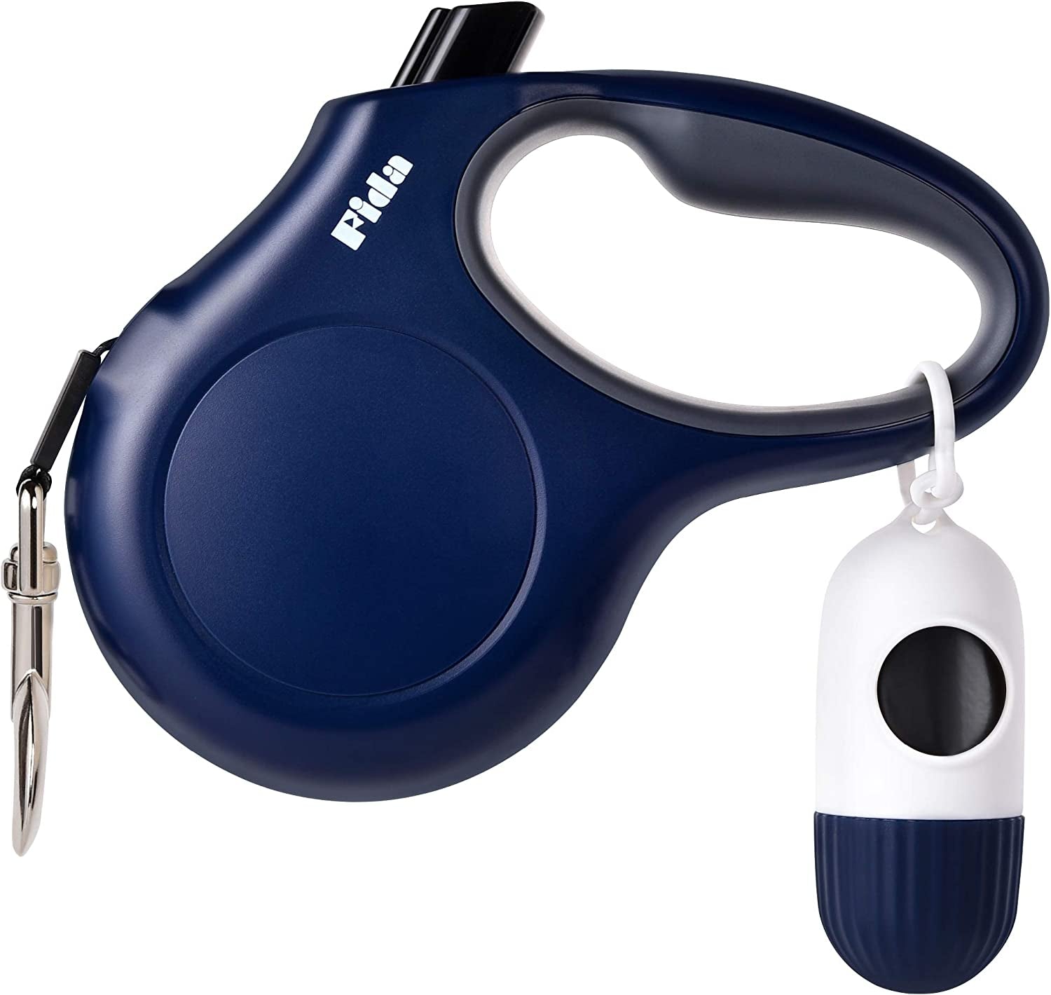 fida-retractable-dog-leash-for-small-breed-up-to-26-lbs-16-ft-pet-walking-leash-with-dispenser-and-poop-bags-anti-slip-handle-reflective-strong-nylon-tape-one-handed-brake-s-white-pink