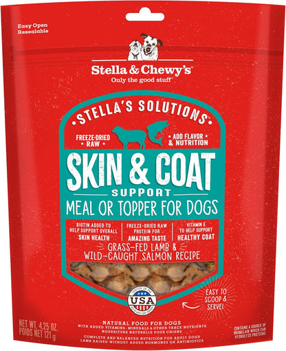 Stella & Chewy'S – Stella’S Solutions Skin & Coat Boost – Grass-Fed Lamb & Wild-Caught Salmon Dinner Morsels – Freeze-Dried Raw, Protein Rich, Grain Free Dog Food – 4.25 Oz Bag1
