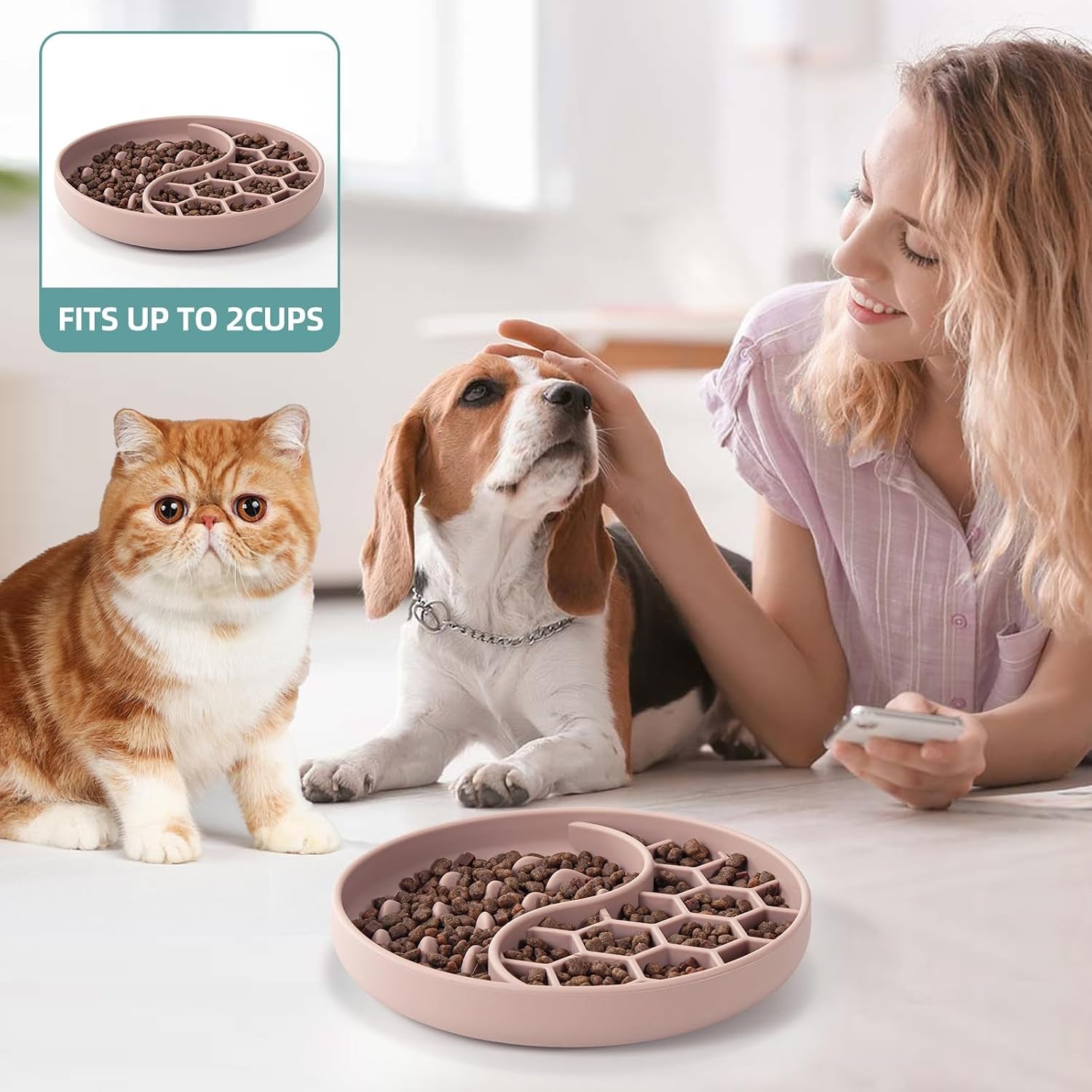 slow-feeder-dog-bowls-silicone-pet-food-bowls-with-suction-cups-non-slip-dog-feeding-slow-down-pet-eating-speed-for-fast-eaters-anxiety-relief-fun-added-pink