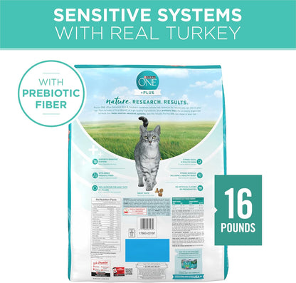Purina ONE Sensitive Stomach, Sensitive Skin, Natural Dry Cat Food, +Plus Sensitive Skin and Stomach Formula - 16 Lb. Bag10