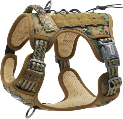 Auroth Tactical Dog Harness for Large Dogs No Pull Adjustable Pet Harness Reflective K9 Working Training Easy Control Pet Vest Military Service Dog Harnesses Army Yellow L35