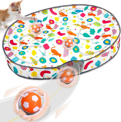 VIWIK Interactive Cat Toys for Indoor Cats, Hide and Seek Mouse Catching Game Cat Ball Toy, Automatic Motion Activated Kitten Toys, Low Noise Fast Rolling Ball in Play Mat for Bored Adult Cats1