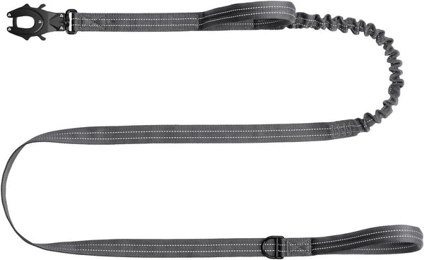 ICEFANG Tactical Dog Leash with Quick-Release Metal Clasp,Bungee-Dog Lead | with 2 Control Handles,Hands Free D-Ring ,Reflective ,4Ft Length for Medium Large Dogs, Brown16