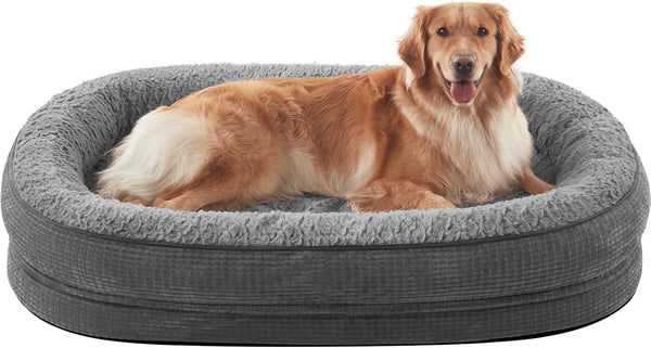 JOEJOY Orthopedic Dog Beds Large Sized Dog, XL Egg-Crate Memory Foam Pet Couch Bed with Bolster Sides, Waterproof Lining, Removable Washable Cover & Non-Slip Bottom, Grey27