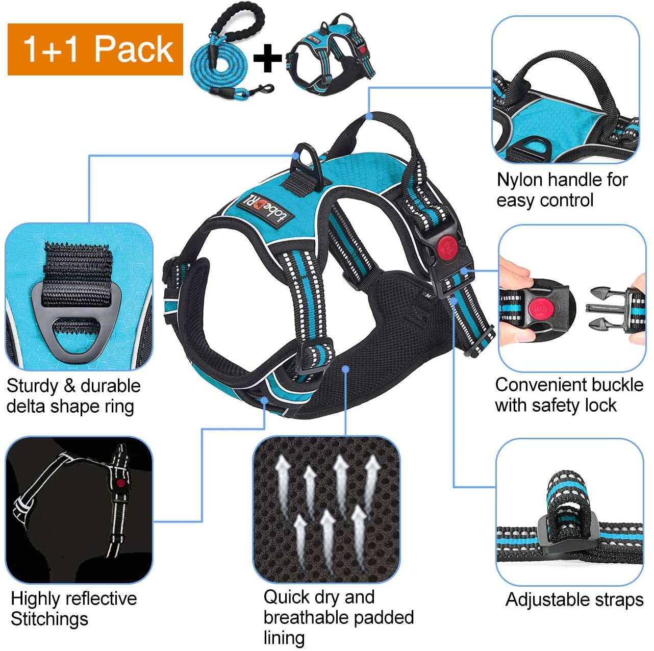 tobedri-no-pull-dog-harness-adjustable-reflective-oxford-easy-control-medium-large-dog-harness-with-a-free-heavy-duty-5ft-dog-leash-blue-m