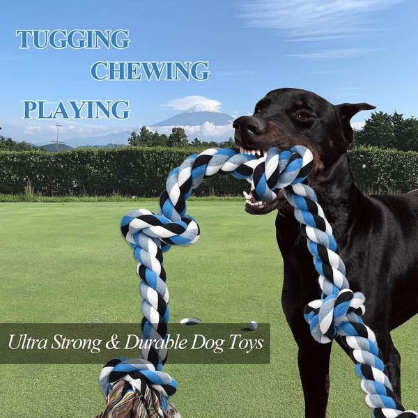 LECHONG Dog Toys for Aggressive Chewers Tough Rope Chew Toys for Large and Medium Dog 3 Feet 5 Knots Indestructible Cotton Rope for Large Breed Dog Tug of War Dog Toy Teeth Cleaning5