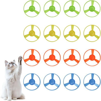 Andiker Cat Fetch Toy, Interactive Kitten Flying Disc Launcher Toy with 5 Colorful Flying Propellers for Cat Enrichment, Flying Saucer Toy for Cats for Training and Chasing (Blue)9