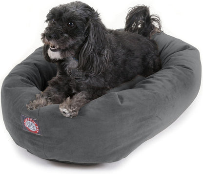 Majestic Pet 32 Inch Suede Calming Dog Bed Washable – Cozy Soft round Dog Bed with Spine Support for Dogs to Rest Their Head - Fluffy Donut Dog Bed 32X23X7 (Inch) - round Pet Bed Medium – Sage45