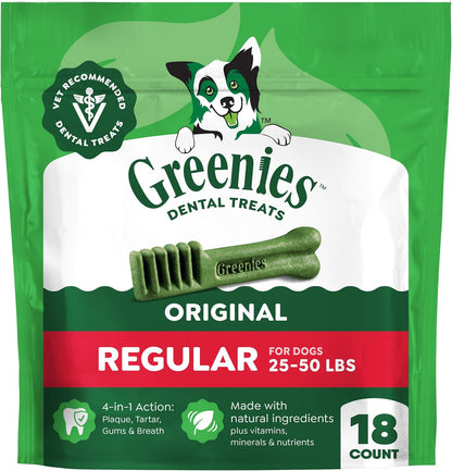 Greenies Regular Dental Dog Treats, Original Chicken Flavor, 36 Count | Clinically-Proven, Veterinarian-Recommended, 47% Less Tartar & 40% Less Plaque in 28 Days, for Dogs 25-50 Lbs, 36 Oz. Pack17