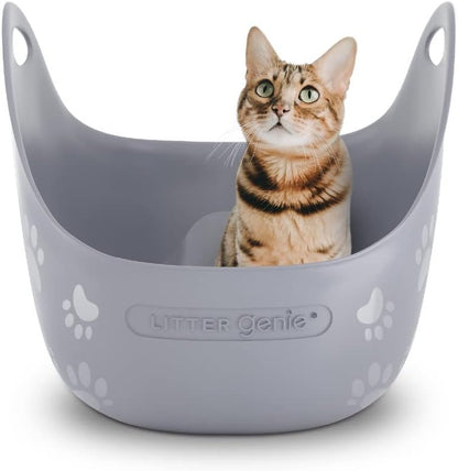 Litter Genie Cat Litter Box | Portable, Open, High Sided Cat Litter Box with Handles | Flexible Plastic Litter Box | Comfortable, Easy-Clean Cat Box1