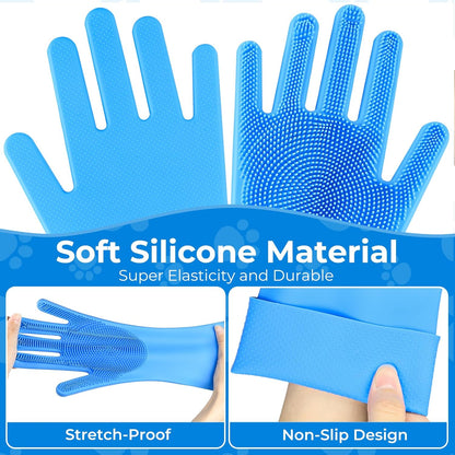 2PCS Dog Washing Gloves and Dog Shampoo Brush, Dog Bath Brush That Can Add Dog Shampoo, Dog Bath Supplies Dog and Cat Bath Set7