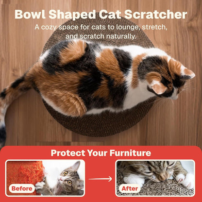 Selly'S Den Bowl Shaped round Cardboard Cat Scratcher with Catnip, for Lounging and Scratching, 16 Inches2