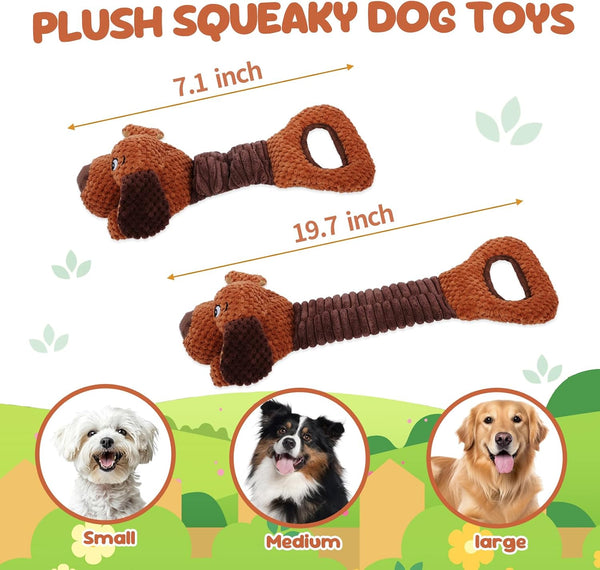Interactive Tug of War Puppy Toys,Squeaky Pull Toys for Indoor/Outdoor Use Puppy Chew Toys for Teething Plush with Crinkle Paper for Small and Medium2