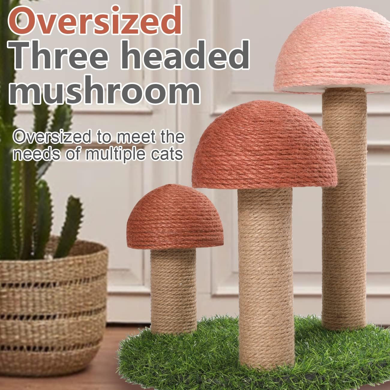 powerking-cat-scratching-post-mushroom-claw-scratching-post-for-cat-natural-sisal-cat-scratchers-with-3-mushroom-pole-cat-interactive-toys