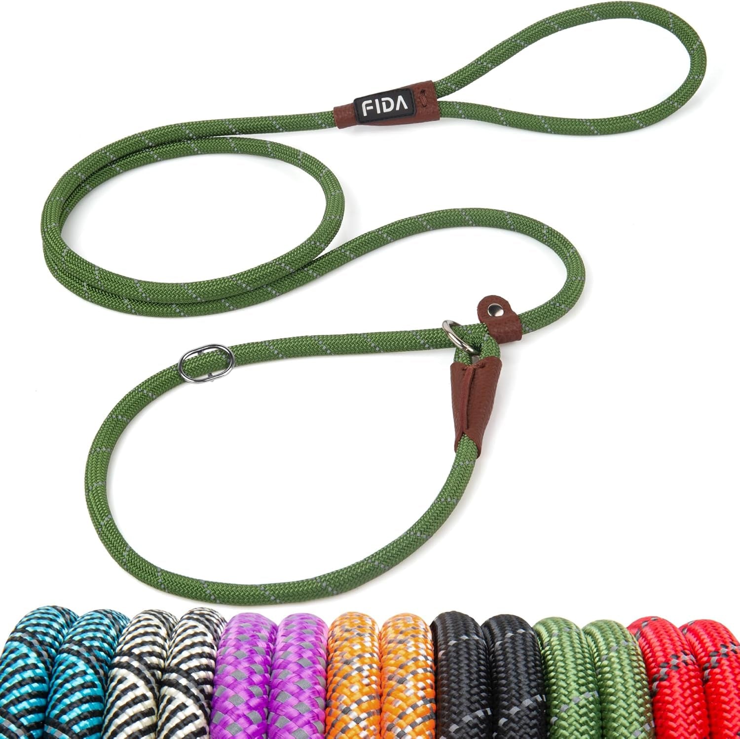 fida-durable-slip-lead-dog-leash-6-ft-x-1-2-heavy-duty-dog-loop-leashes-comfortable-strong-rope-slip-leash-for-large-medium-dogs-no-pull-pet-training-lead-with-highly-reflective1-2-black