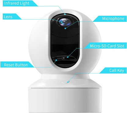 Pet Camera, 2K HD Dog Camera with Phone APP, 360° Pan/Tilt View Puppy Cam, One Click Call for Baby Monitor, Magivpix Night Vision,Motion Tracking Alarm with Cloud/Local Sd,Home Indoor Security Cam8