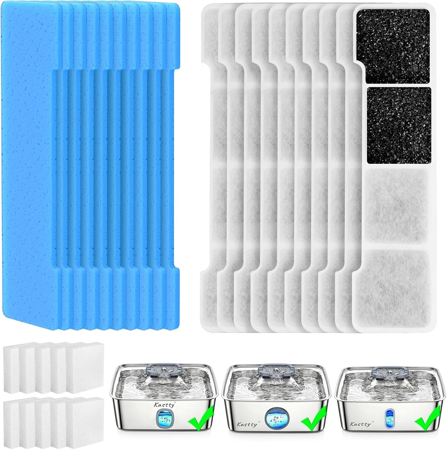 kastty-15l-dog-water-fountain-filter-replacement-for-fs76-fs78-fs79-filter-made-of-activated-carbon-and-pp-cotton-8-pack-pet-fountain-filters-8-pack-pre-filter-sponge-with-8-pump-sponge-l05