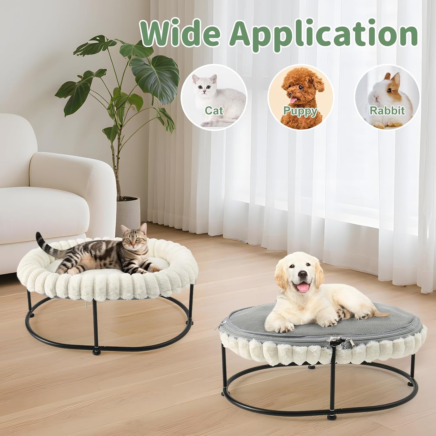 sunhoo-elevated-cat-bed-for-indoor-cats-raised-kitten-hammock-large-high-puppy-cot-off-floor-self-supporting-small-pet-chair-with-metal-frame-washable-cushion-easy-assembly-23-17-8-3-in-white
