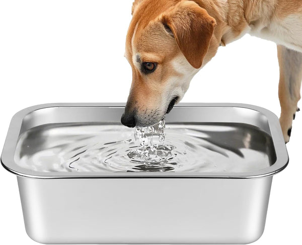 Ohtomber 1.25 Gallons Stainless Steel Dog Bowl, Big Pet Water & Food Bowl | No Spilling, Outdoor Feeder Dish Plate, for Indoor & Outdoor Feeding, Fits Big & Extra Large Dogs, Cats & All Pets1